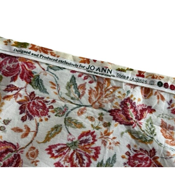 2 Fall Floral Curtain Panels 40x55 Handmade Joann Cotton Fabric LA32626 Orange - Picture 5 of 8